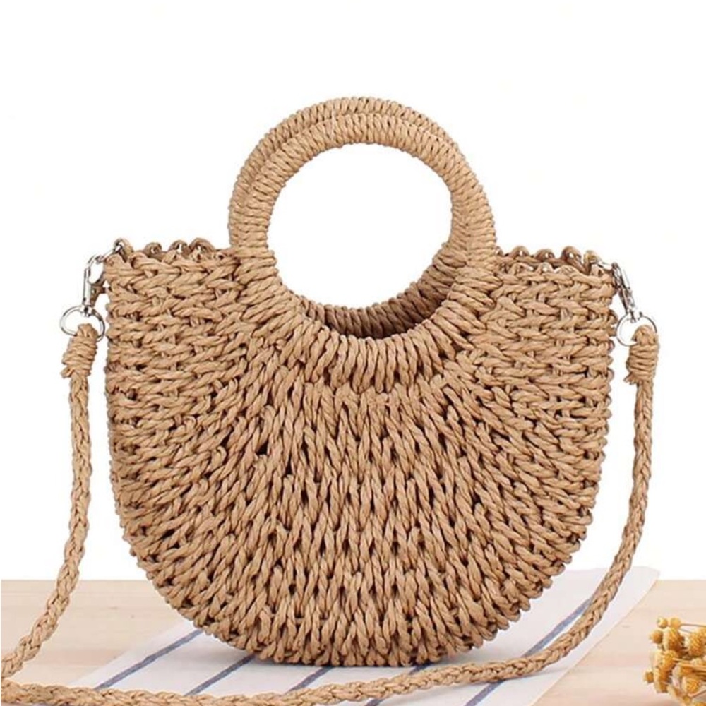 Elegant Tan Woven Handbag